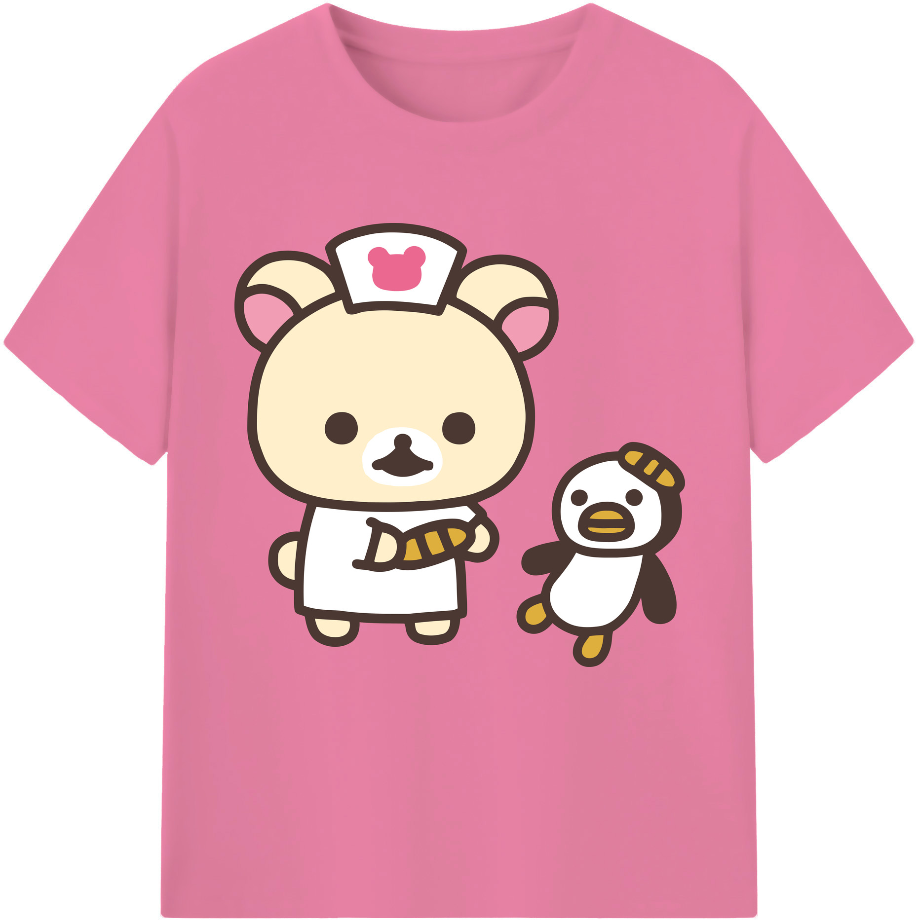 （画像用） リラックマ リラックマ キイロイトリ Rilakkuma Korilakkuma Kiiroitori 綿100％半袖Tシャツ（フロントプリント）